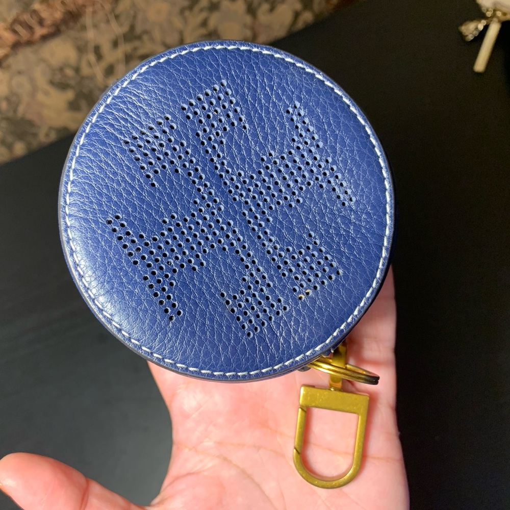 Navy blue Tory Burch key chain coin purse